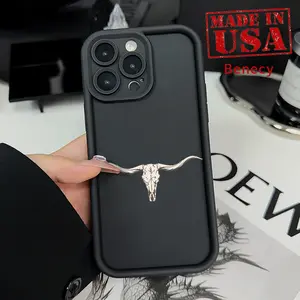 Phone Case for iPhone 15 16 14 Pro Max 13 12 11 XR XS Plus E  Longhorn Spirit Pattern Anti-Scratch Shockproof TPU Bumper Drop-proof Cover Cellphone Protective Casing