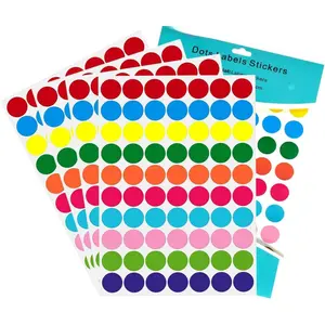 10 Colored Dot Stickers, 0.75 inch Round Circle Sticker Label Polka Dot Sticker for Office, Classroom, Garage Sale