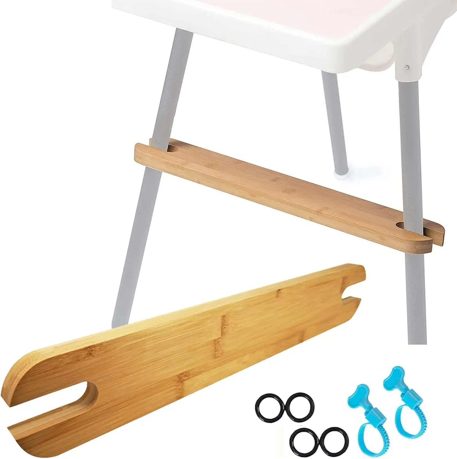 High Chair Footrest,   Wooden Footrest Compatible with IKEA Antilop High Chairs Accessories, Adjustable HighChair Foot Rest