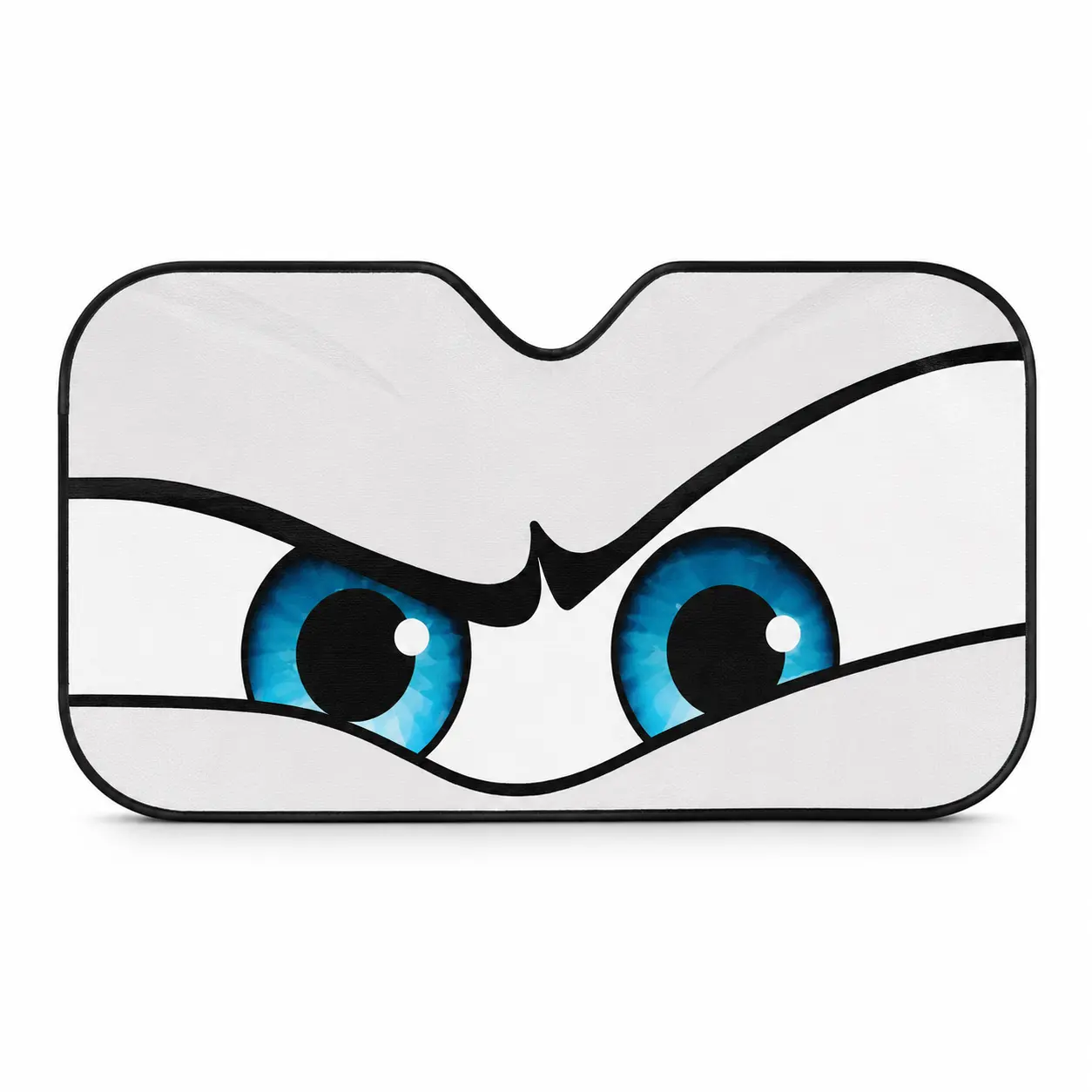 Car Windshield Sun Shade, Foldable Front Window Sun Visor with Blue Cartoon Eyes Design, for Cars SUVs and Trucks, 55.1 x 27.6 in