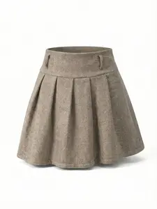 Vintage French High Waist Herringbone Wool-Blend Pleated Midi Skirt, Autumn Winter Slim-Fit A-Line Skirt Preppy Style High Waist Herringbone Wool-Blend Pleated Mini Skirt, Autumn Winter Sweet & Edgy Slim-Fit Skirt Autumn Winter Versatile Slim-Fit Skirt