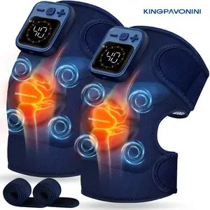 KingPavonini Wireless Knee Massager , Newly 4 Motors, Heated Knee Brace Massager with Heat and Vibration, Knee Heating Pad for Knee, Shoulder, Elbow, Fsa Hsa Eligible (1Pack)