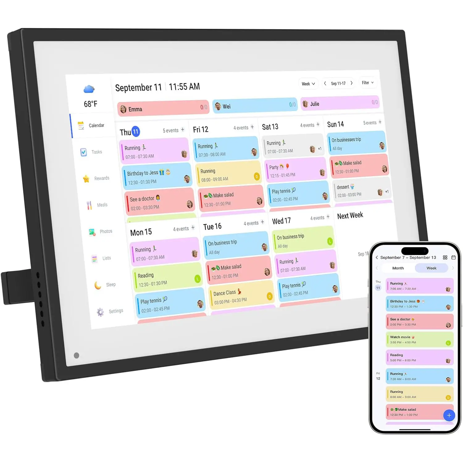 10.1 Inch Digital Calendar+Digital Picture Frame, 2026-2027 Desk Calendar Smart WiFi Planner&Chore Chart, IPS HD Interactive Touchscreen Display For Family Schedules summerwins