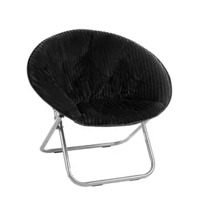 Urban Shop Corduroy Saucer Chair, Grey 27D x 32W x 29.5H in