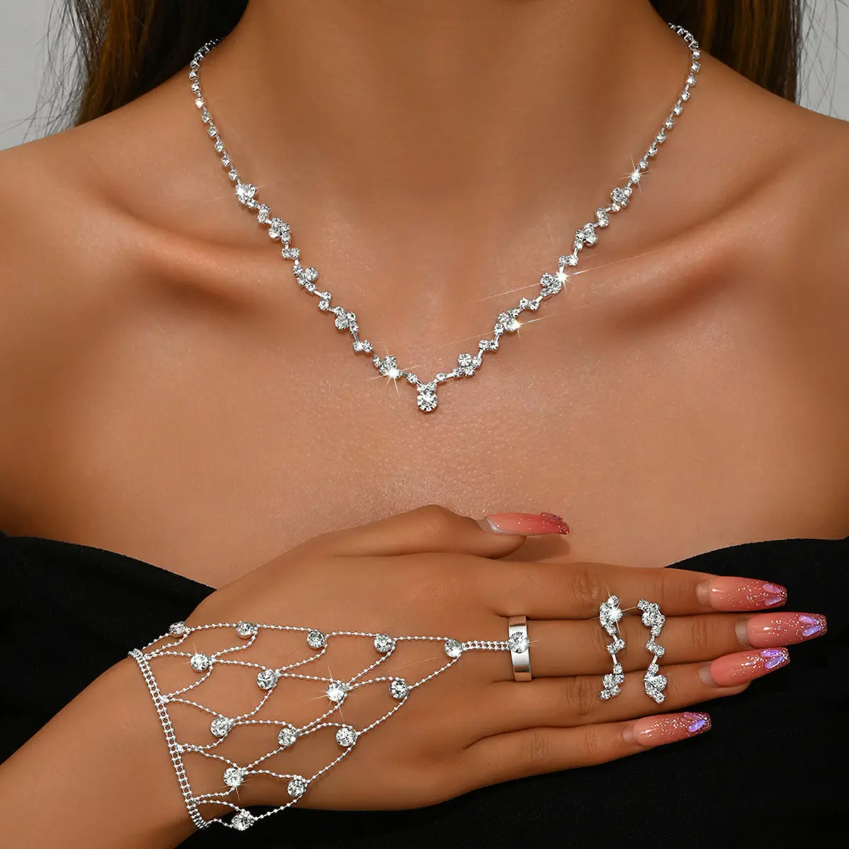 425+1005 necklace+earrings+silver bracel