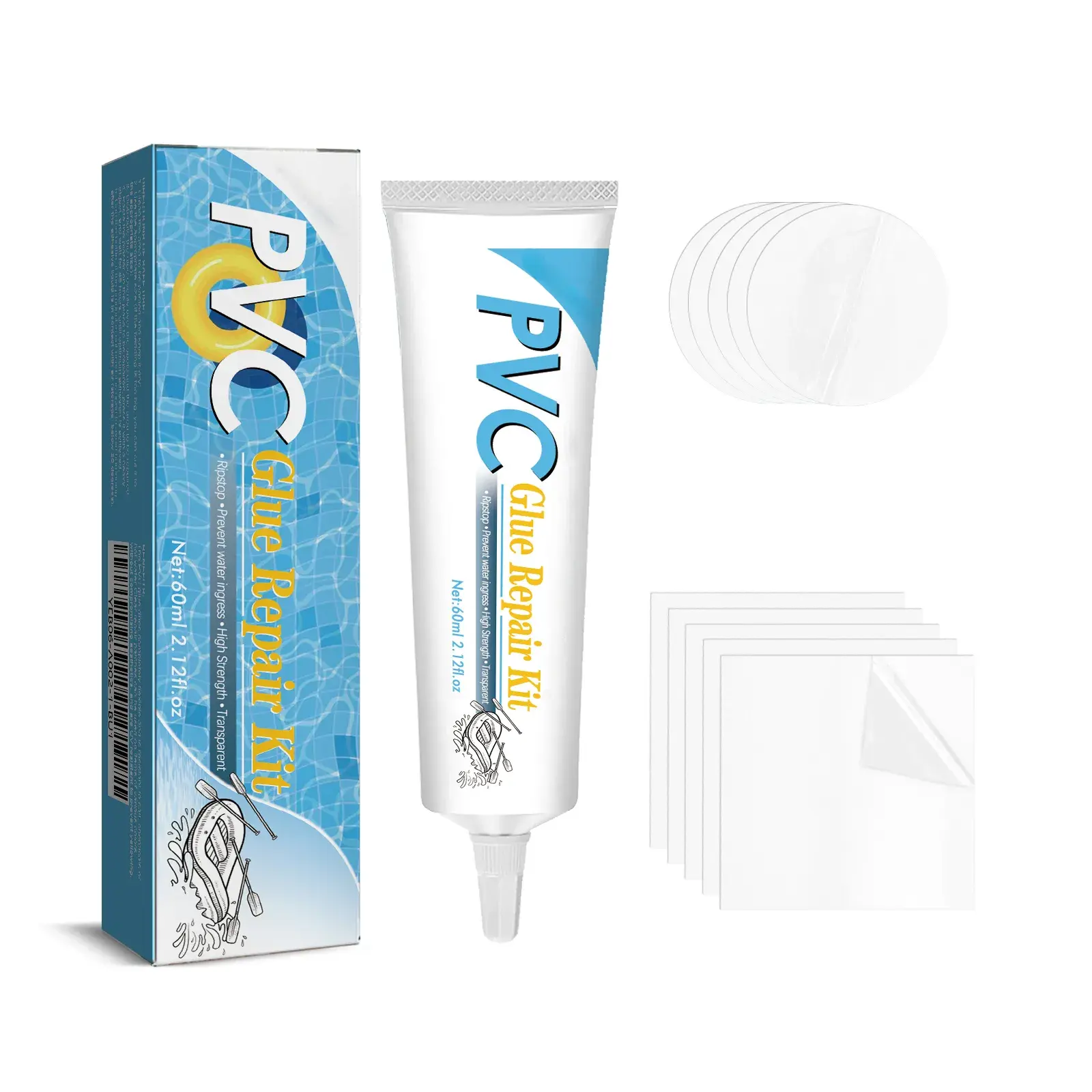 Waterproof Transparent Pool Repair Kit with Acetone, Bottle Cap, PVC Glue, Stick Universal Adhesives & Repair Paste Universal Adhesives for Swimming Rings, Air Cushions & Tents (Crack & Leakage Fixes)