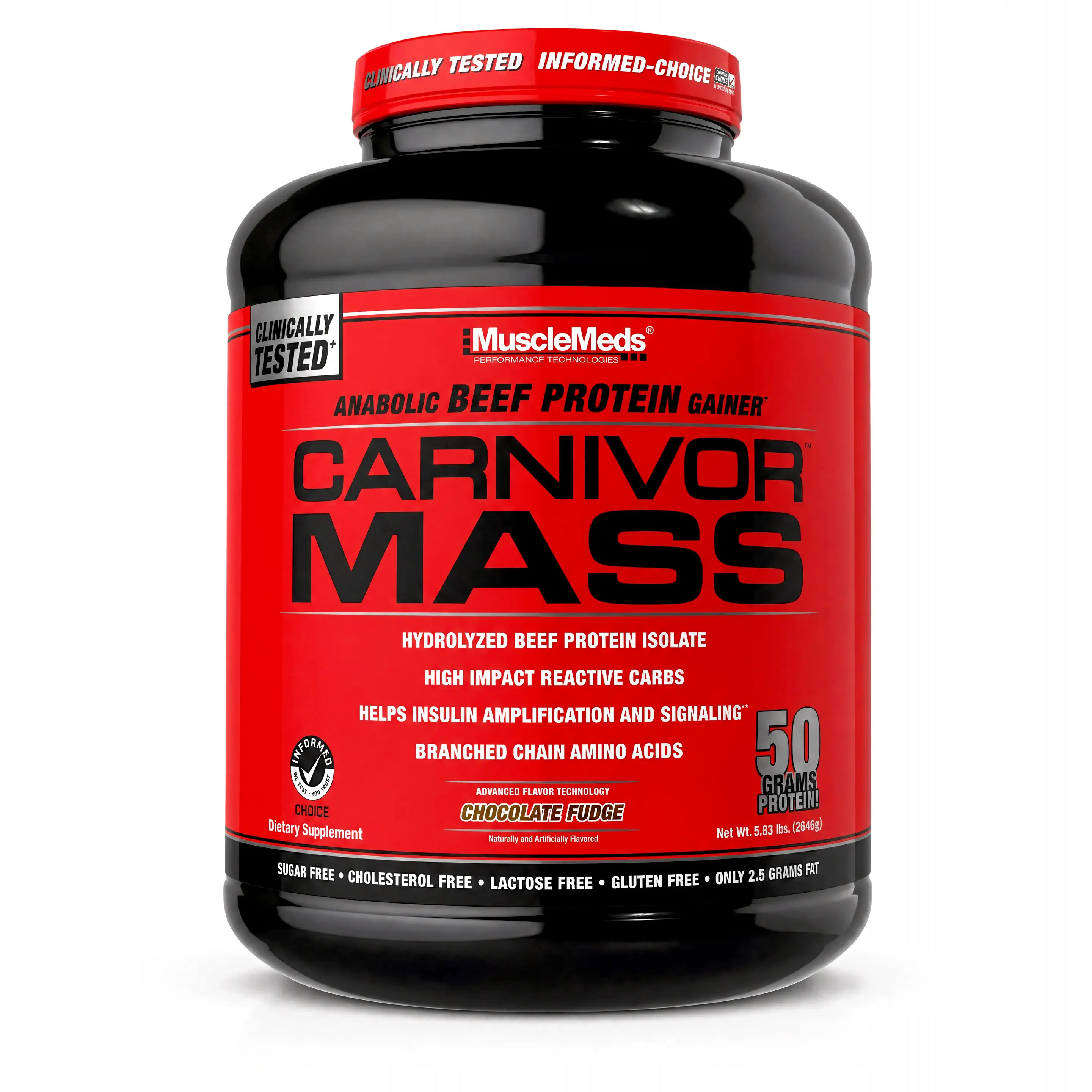 MuscleMeds CARNIVOR MASS, 50g High Calorie Beef Protein, 6lb