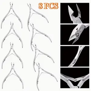 [Stainless Steel Nail Tools] 8pcs Stainless Steel Cuticle Trimmer & Nail Blades | Seal Pliers for Nails and Toenails, Quality Materials, Suitable for Most People