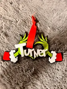 Personalized Grinch Hands Name Christmas Ornament