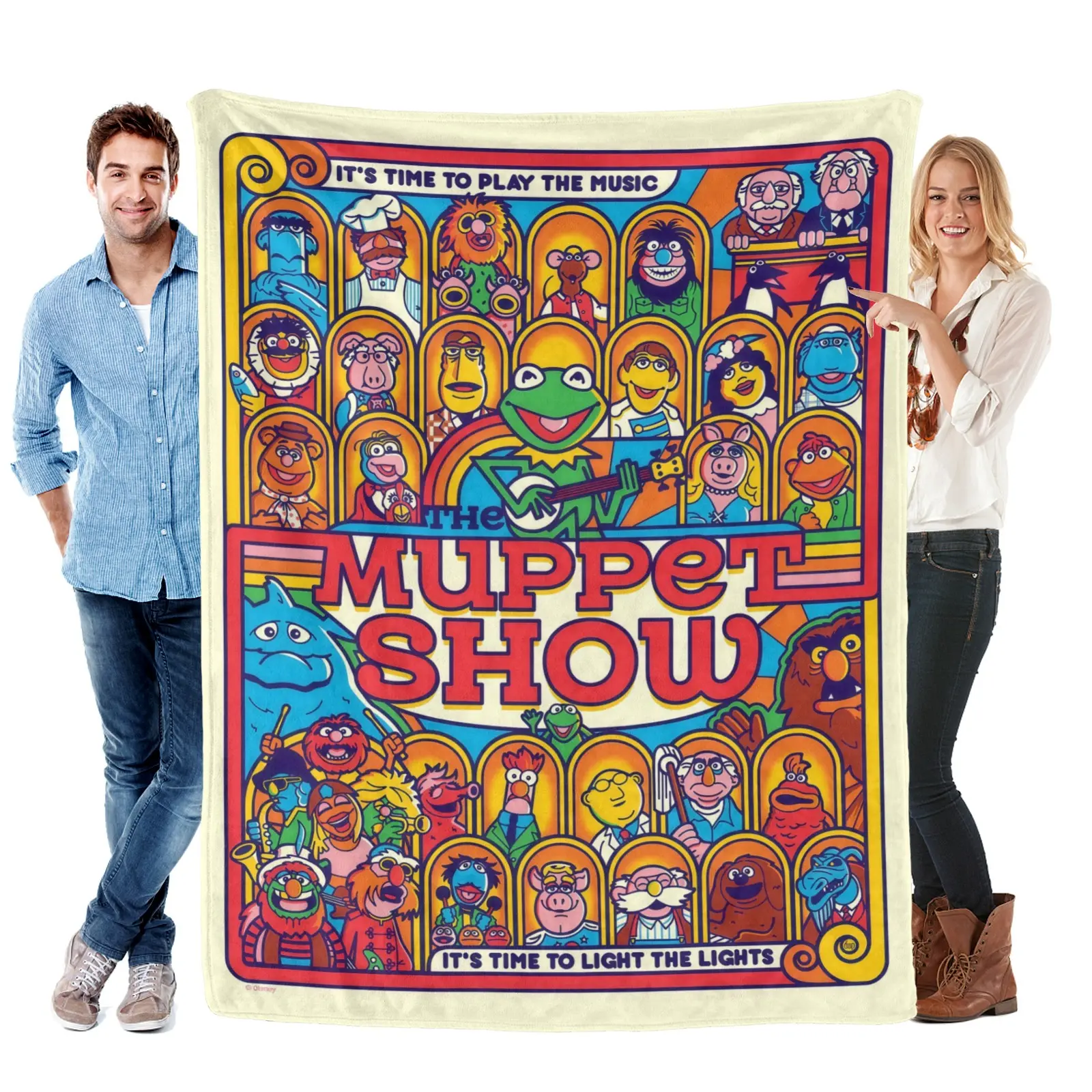 The Muppet Show Plush Fleece Blanket - Anti-Pilling, Colorfast Dye, Multi-Size Retro Look Cartoon Print Throw, Soft Cozy Ideal Gift for Fans' Home Decor