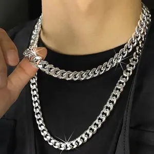 1 Pcs Chunky Stainless Steel Mens Cuban Link Chain, Miami Cuban Chain Necklace, 6mmWidth, No Tarnish & Durable Hip Hop Mens Jewelry, 18"- 30" Length