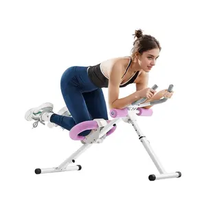 summervibes Foldable Core Training Ab Cruncher Machine, 330lb Weight Capacity Adjustable Rail & Foldable Frame Home Gym Equipment, Strength Training Core Abdominal Trainer for Women