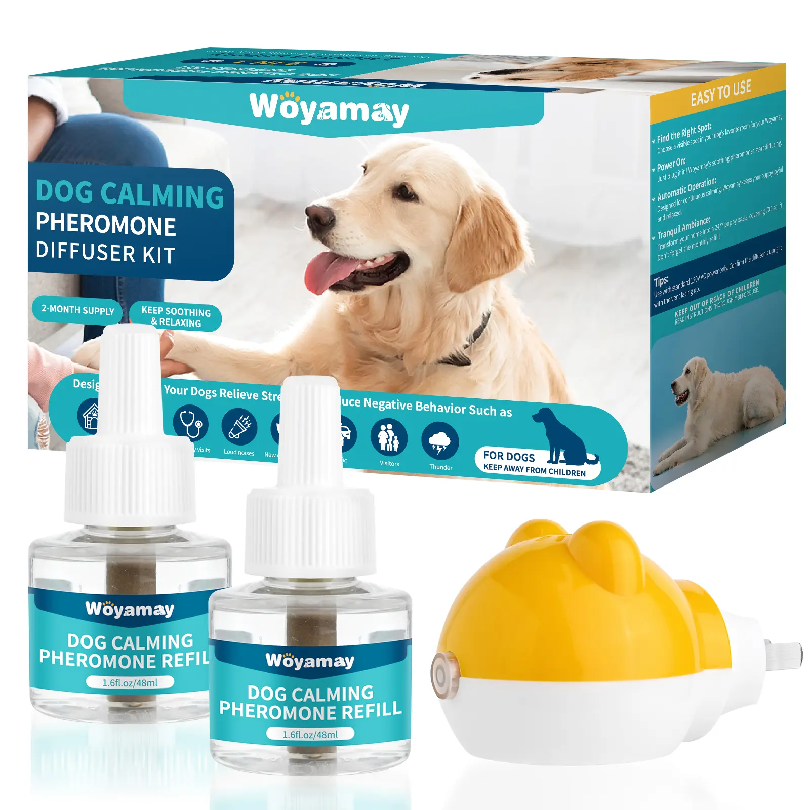 Woyamay Dog Calming Pheromone Diffuser Kit - Dog Pheromones Calming Diffuser for Dog Anxiety Relief 6-in-1 Dog Pheromone Diffuser Kit Stop peeing barking Helping sleep More than 60Days Pheromone Diffuser to Calm Dogs TikTokShopHolidayHaul Home Fragrances