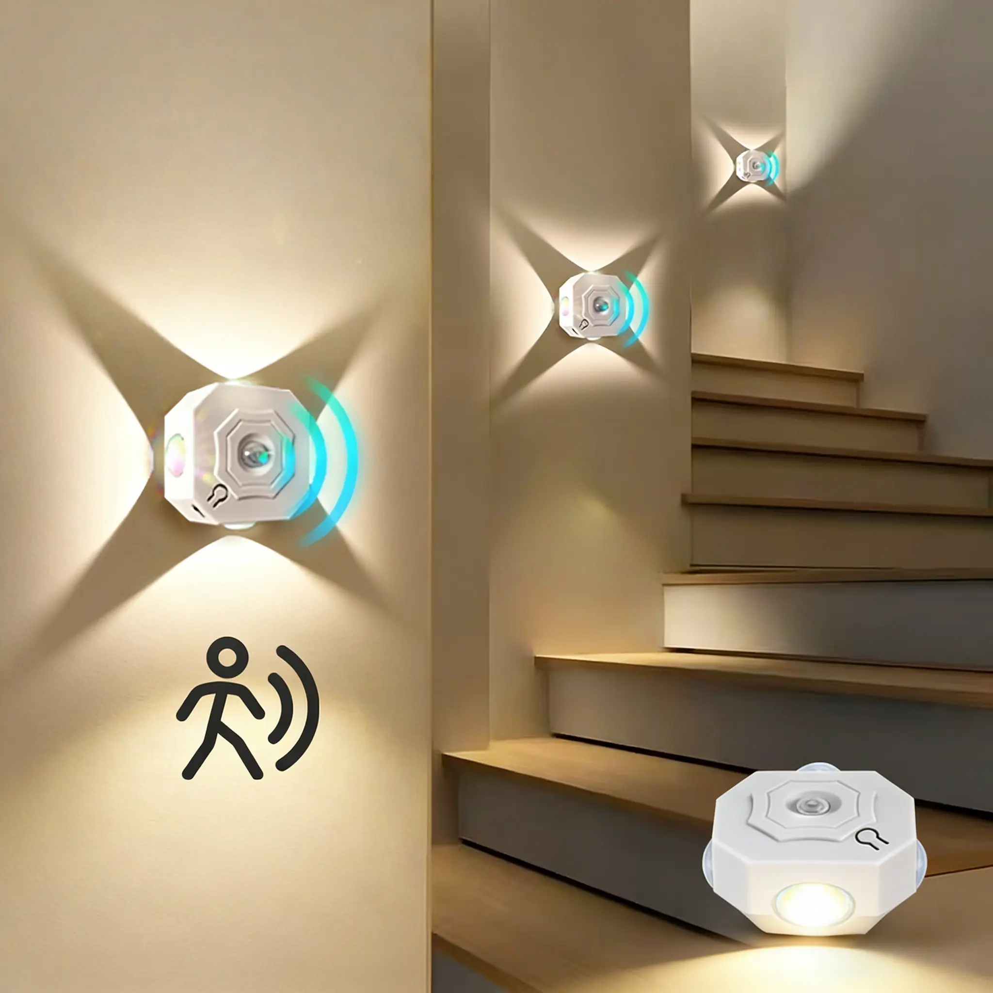 LED Motion Sensor Magnetic Wall Light, RGB/three Color Lights, Portable Night Lamp, Atmosphere Lighting, Suitable for Bedroom, Study, Dormitory, Office, Decorative Atmosphere Lighting, Ambient Night Lamp
