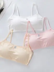 2026 New 3-Piece Set Bralette for Girls, Thin No-Wire Underwear, Comfortible School Uniform Bras, Youth Development Stage, Underwear Sets
