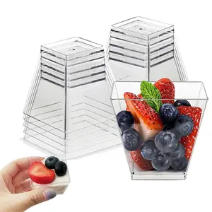 Transparent Disposable convenience Trapezoidal Mousse Cups Ideal for Christmas Festivals and Party Celebrations, Disposable Tableware, 60ML Clear Plastic Dessert Cups Available in 50 or 100 Pieces