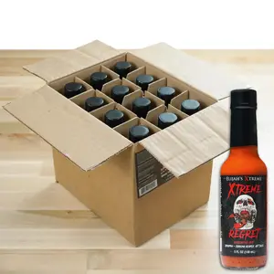 Elijah's Xtreme Regret Hot Sauce, 800,000 SHU, Carolina Reaper & Trinidad Scorpion Blend, 12 Pack (5 oz Bottles), All Natural, Gourmet, Gluten Free, Vegan