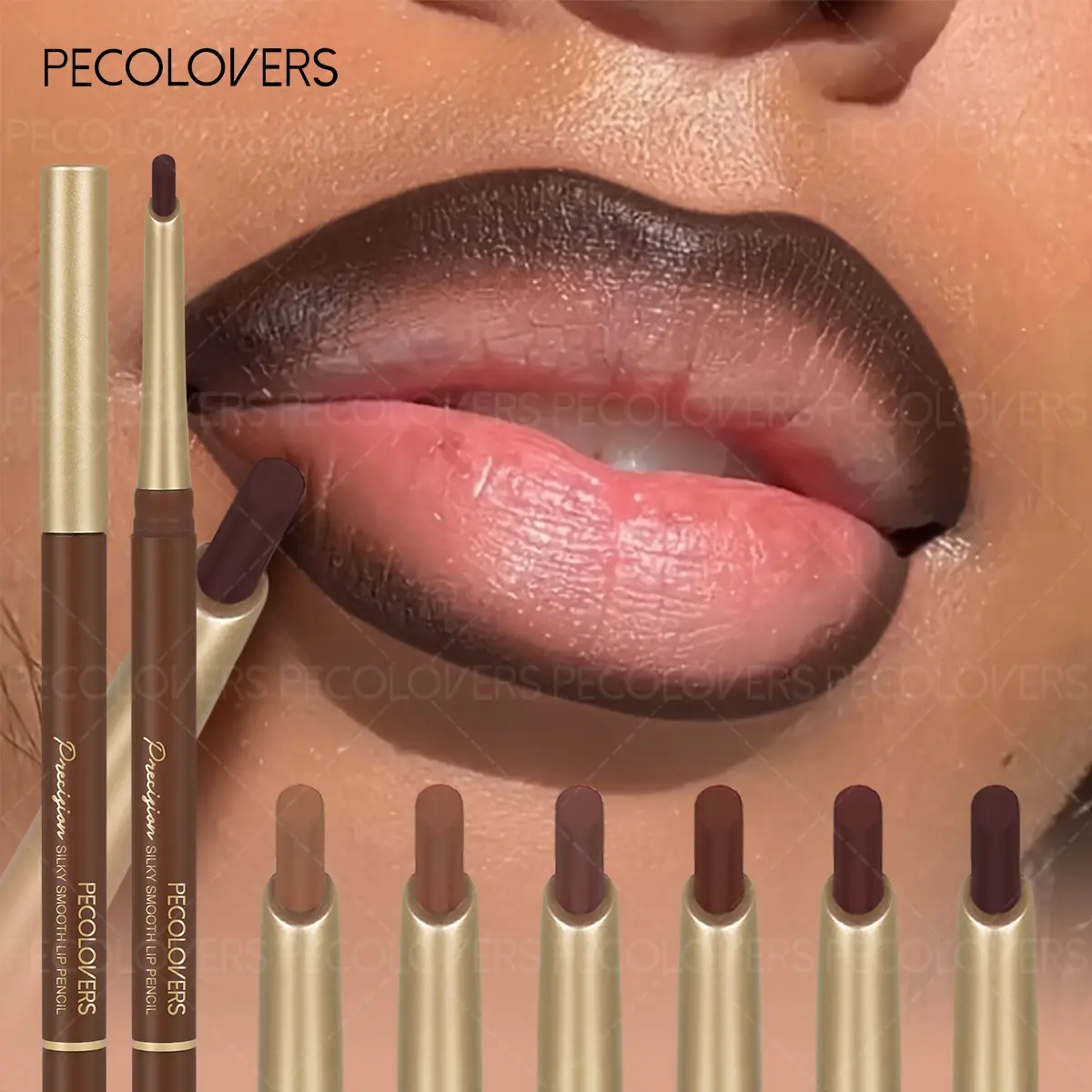 6-Piece Matte Lip Liner Pencil Set, Long-Lasting Waterproof Lip Liner, Natural Tones, Professional Makeup