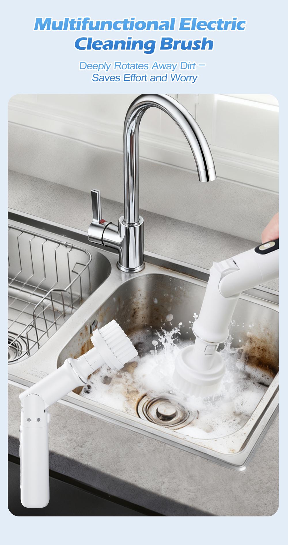 Electric Spin Scrubber – Adjustable Angle, USB-C Rechargeable, Waterproof Cleaning Brush for Bathroom, Kitchen, Tile & Shower