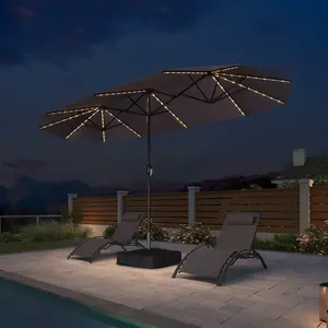 PURPLE LEAF 13 ft Table Umbrella with Lights Double-Sided Market Umbrella with Base