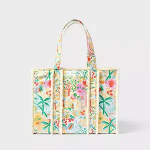 Vacation Fringe Canvas Tote Bag Yellow/Green - Roller Rabbit