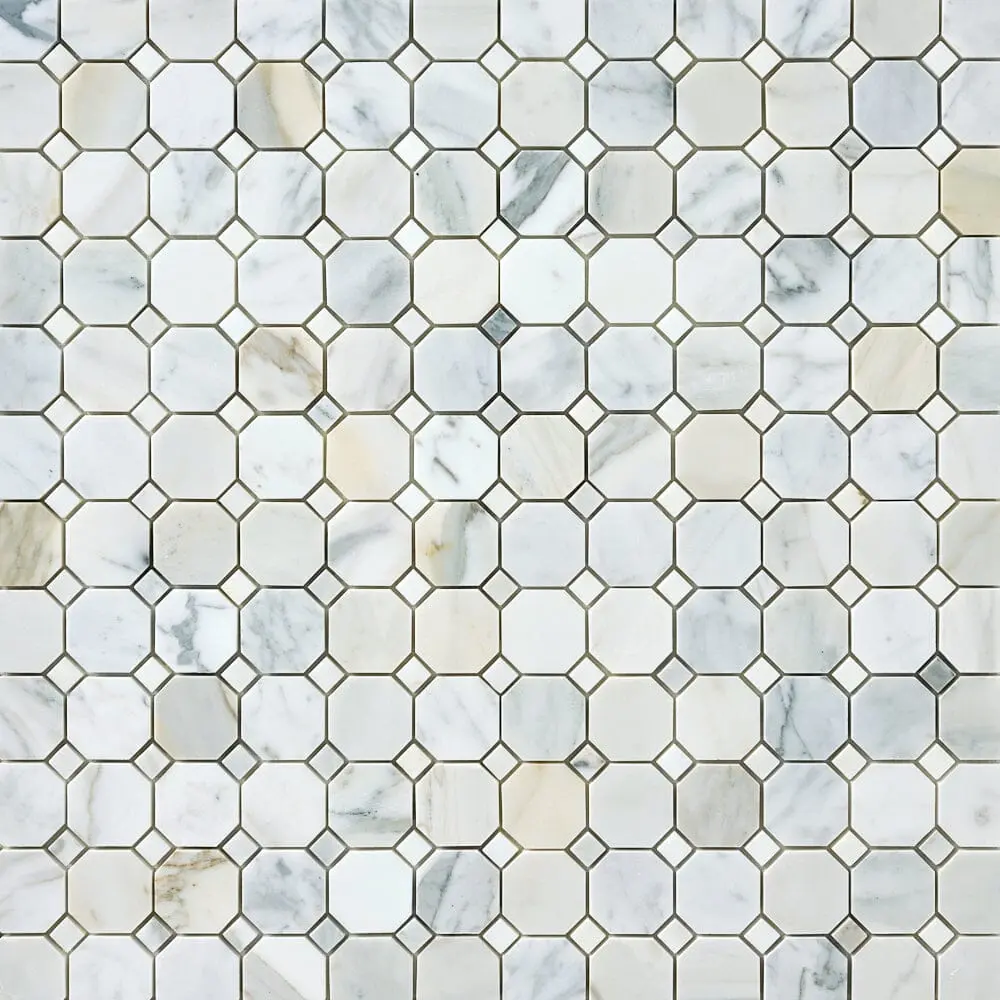 Calacatta Gold Octagon 12x12 Polished/Honed Marble Mosaic Tile Sample