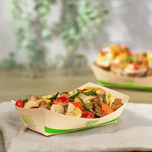 Karat Earth 2.5 lb Bamboo Natural Food Tray, Generic Print - 500 pcs