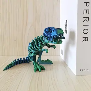 1pc 3D Printed Joint Fidget Skull Tyrannosaurus Rex Skeleton Decorative Figurine With For Landscaping, Model Gifts, Office Home Decoration, Christmas Halloween Thanksgiving Day, Car Decoration