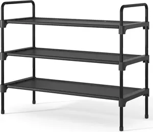 Shoe Rack for Closet, Sturdy Shoe Storage for Entryway, Space-Saving Shoe Rack Small and Shoe Shelf, 27.6" Wide, Black