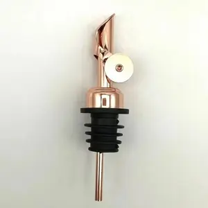 Anti-Drip Auto Open Bottle Pour Spout, Rose Stainless Steel, Wine Oil Liquor Pourer Stopper, Universal Barware Kitchen Tool