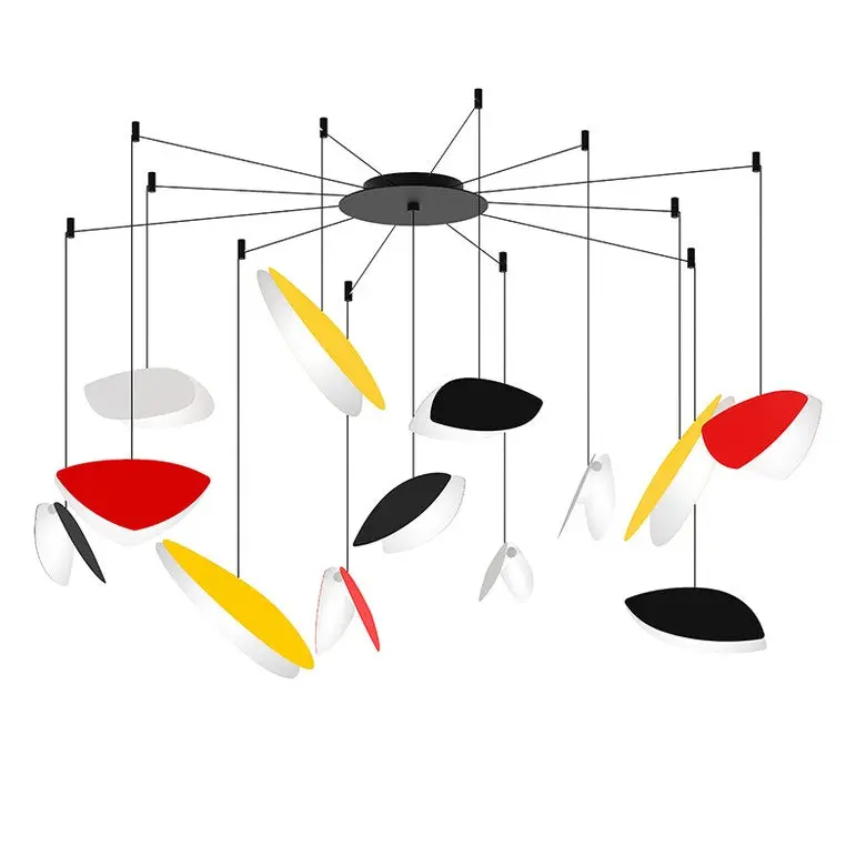 13-Light Papillons LED Chandelier - Modern Whimsical Design Inspired by Mondrian and Miró