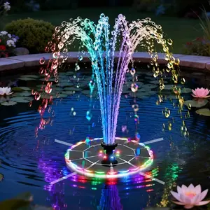 1 piece Solar Fountain Light, IPX8 Color Gradient LED Light, 8 Nozzles Solar Fountain Pump, suitable for bird bath, pond, swimming pool, courtyard and outdoor use