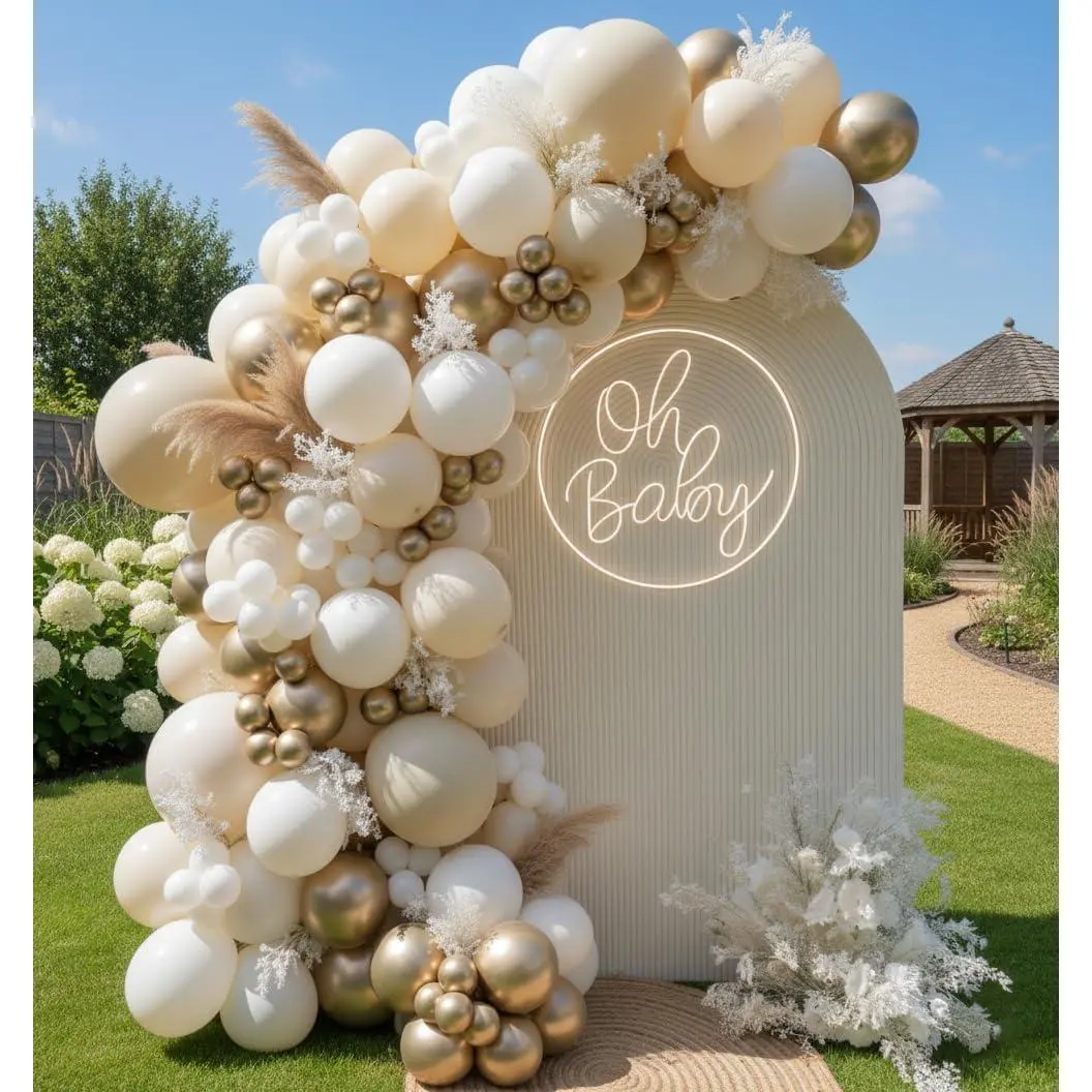 Sand White  Balloon Arch Kit, 140 count Beige Nude White Balloon with Metallic  Balloon Garland Kit for Boho Birthday Wedding  Shower Bridal Shower Engagement Prom Party Decorations