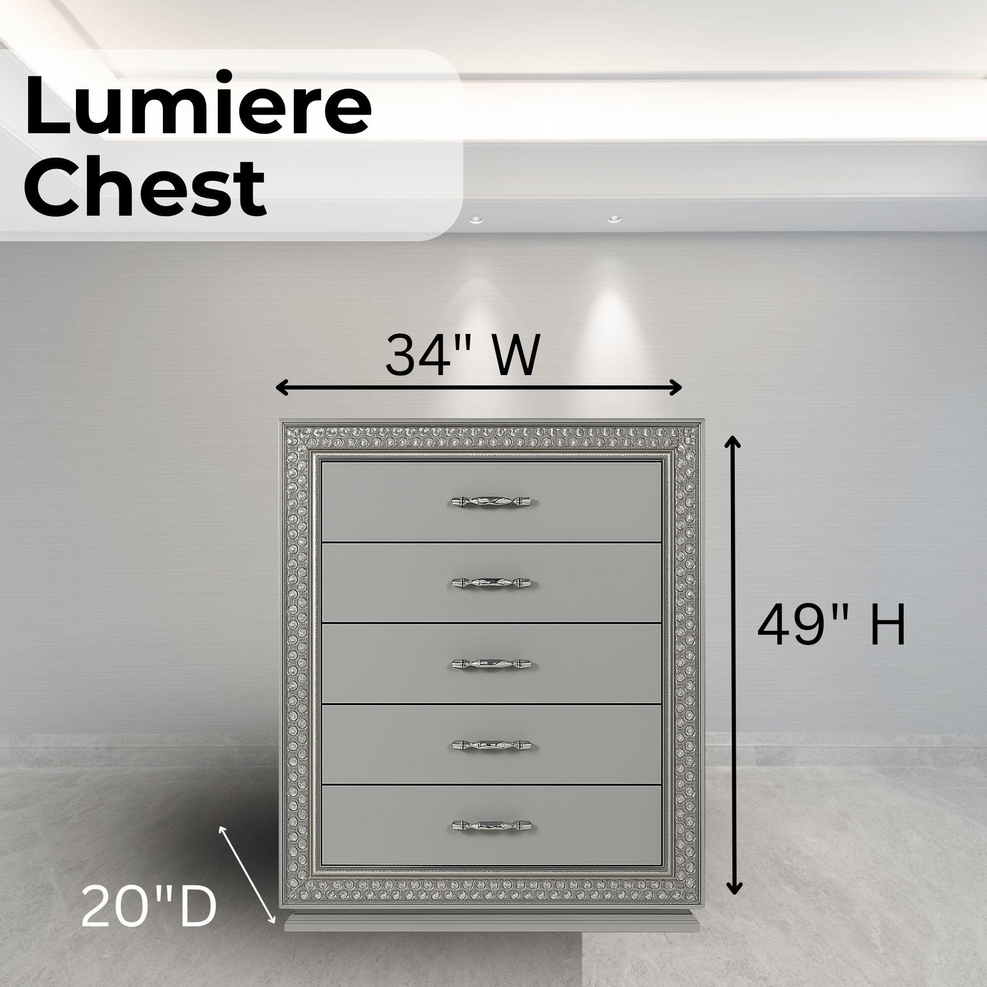 Lumiere Aurora Glam LED Platform Bed Frame or Bedroom Set