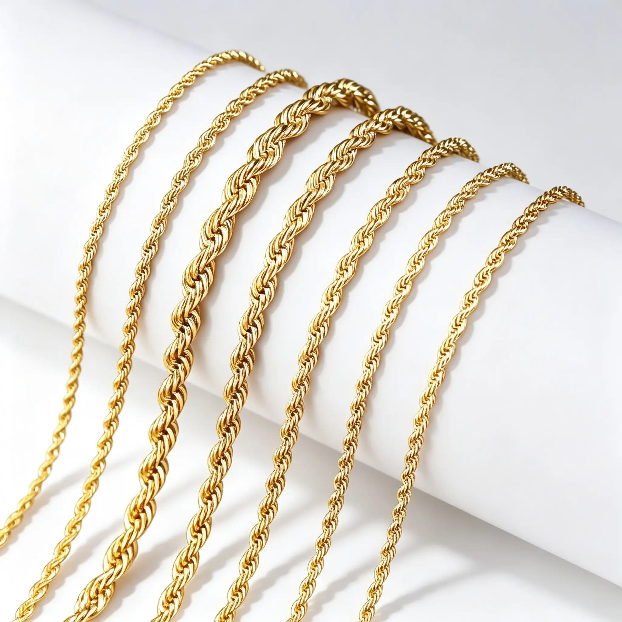 Hip Hop 5MM Twisted Rope Gold Stainless Steel Chain - 22/24 Inch Streetwear Necklace for Men and Women