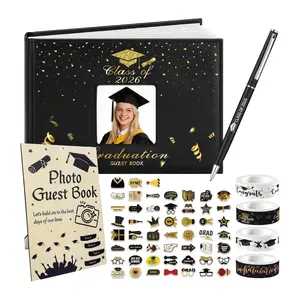 Graduation Guest Book 2026 Set Photo Sign Book with Pen Stickers & Stand Graduation Party Keepsake
