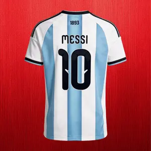 10# Messi 2026 Argentina Home Long Sleeve Soccer Jersey Blue and White Casual