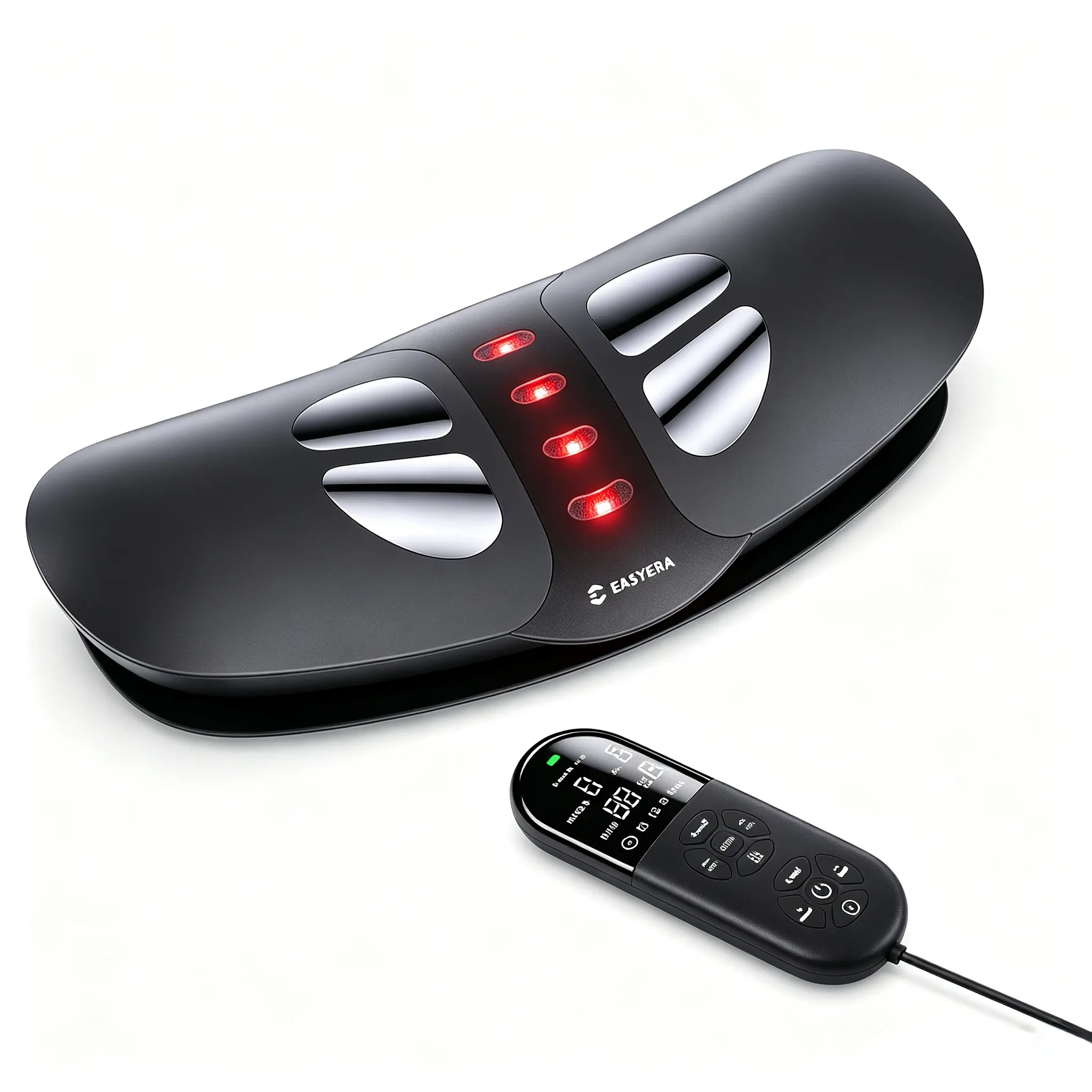 EASYERA Lumbar Massager with Airbag Traction, Electric Back Stretcher, 5 Heat Levels, 3 Vibration Modes & 16 Pulse Intensities for Daily Back Comfort