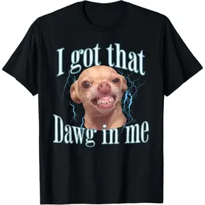 Casual Cotton shortsleeve tees Chihuahua funny meme T-Shirt