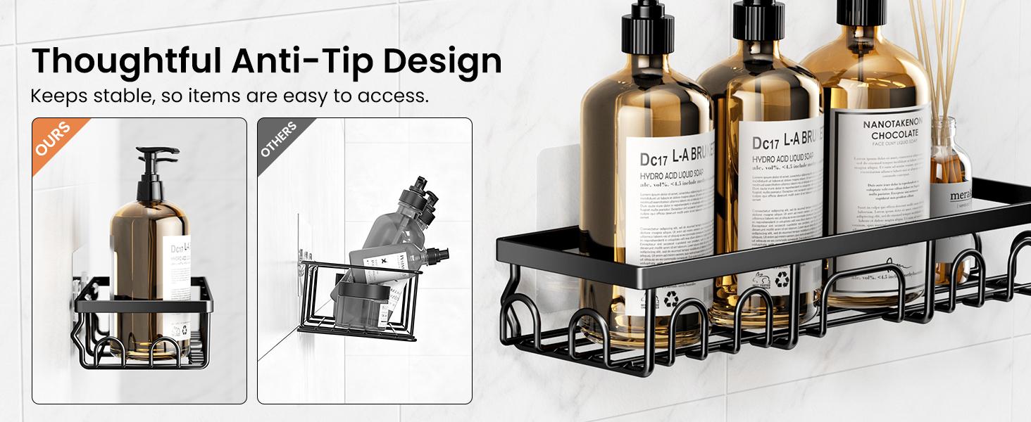 PKBD Shower Caddy 5 Pack Stainless Steel Anti-Rust Adhesive Organizer with Soap & Toothbrush Holders No Drilling for Bathroom Kitchen Home White