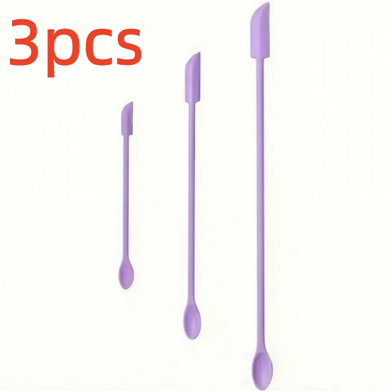 3-Piece Silicone Cosmetic Scoop and Spatula Set, Beauty Equipment, Cosmetic Tools, Dual-Ended Multi-Functional Beauty Tool for Jars and Bottles, Ideal for Creams, Lotions, Serums, Portable, Durable, Easy to Clean, Reusable Makeup Tool
