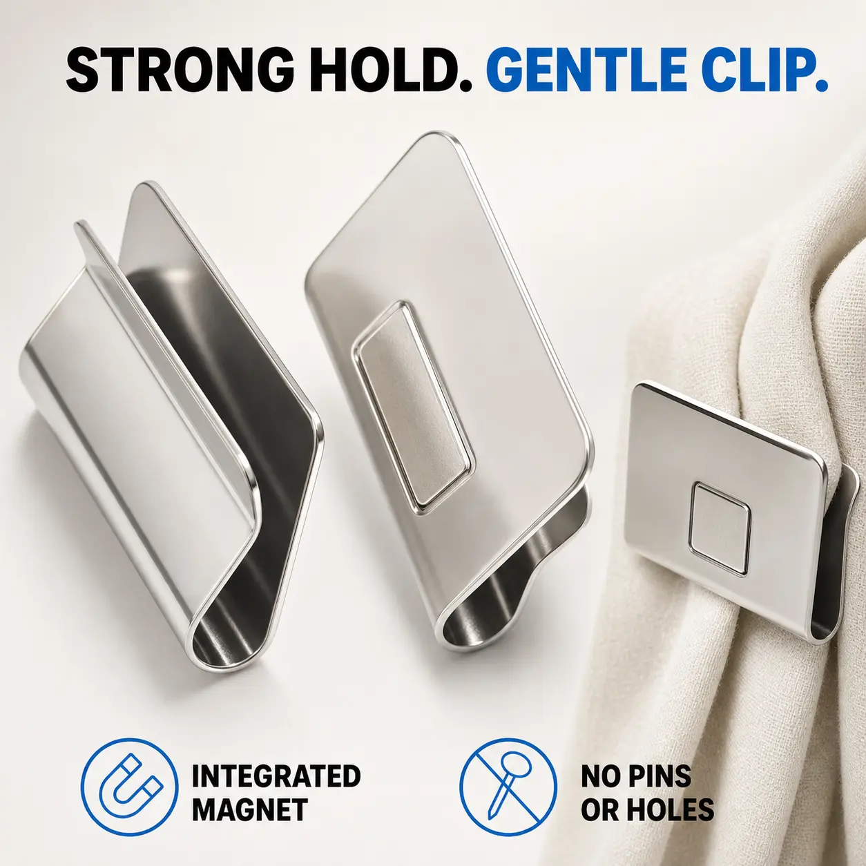 5 Pairs Magnetic Curtain Clips,Magnetic Suction Curtain Magnets Closure Prevent Light Leaking Keep Curtain Closed for Home Bedroom Office Curtain Draperies(Sliver)