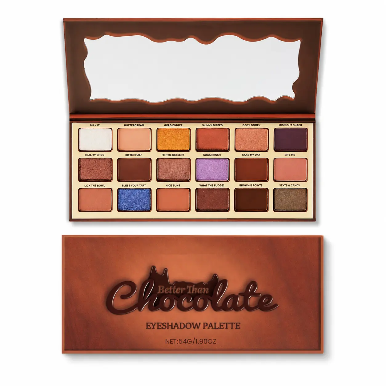 18-Color Chocolate Eyeshadow Palette, Highly Pigmented Texture Powder with Soft Pearl Particles - Compact Palette with Matte, Shimmer & Metallic Shades for Smokey Eyes & Sparkly Makeup, Fine Pearlescent, Mousse Texture, Matte/Satin/Metallic, Smooth Blend,