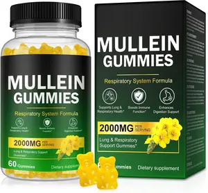 Mullein Gummies for Lungs, Mullein Extract for Smokers - Support Lung & Respiratory Health, Soothes Throat Irritation, Boost Immune - Mullein Leaf Extract for Lungs, Breathe Easier - 60pcs Healthcare Supplement