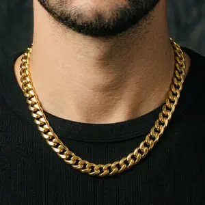 14K Gold Filled 8mm Miami Cuban Link Chain (24in) - Sleek Silver, Waterproof Tarnish-Free Stainless Steel, Personalized Gift Ready Necklace