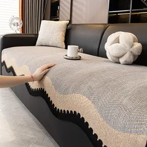 1pc Unique Chenille Sofa Cushion, All-Season Universal Modern Design, Living Room Bedroom Decor, Non-Slip Couch Cover Pet Friendly