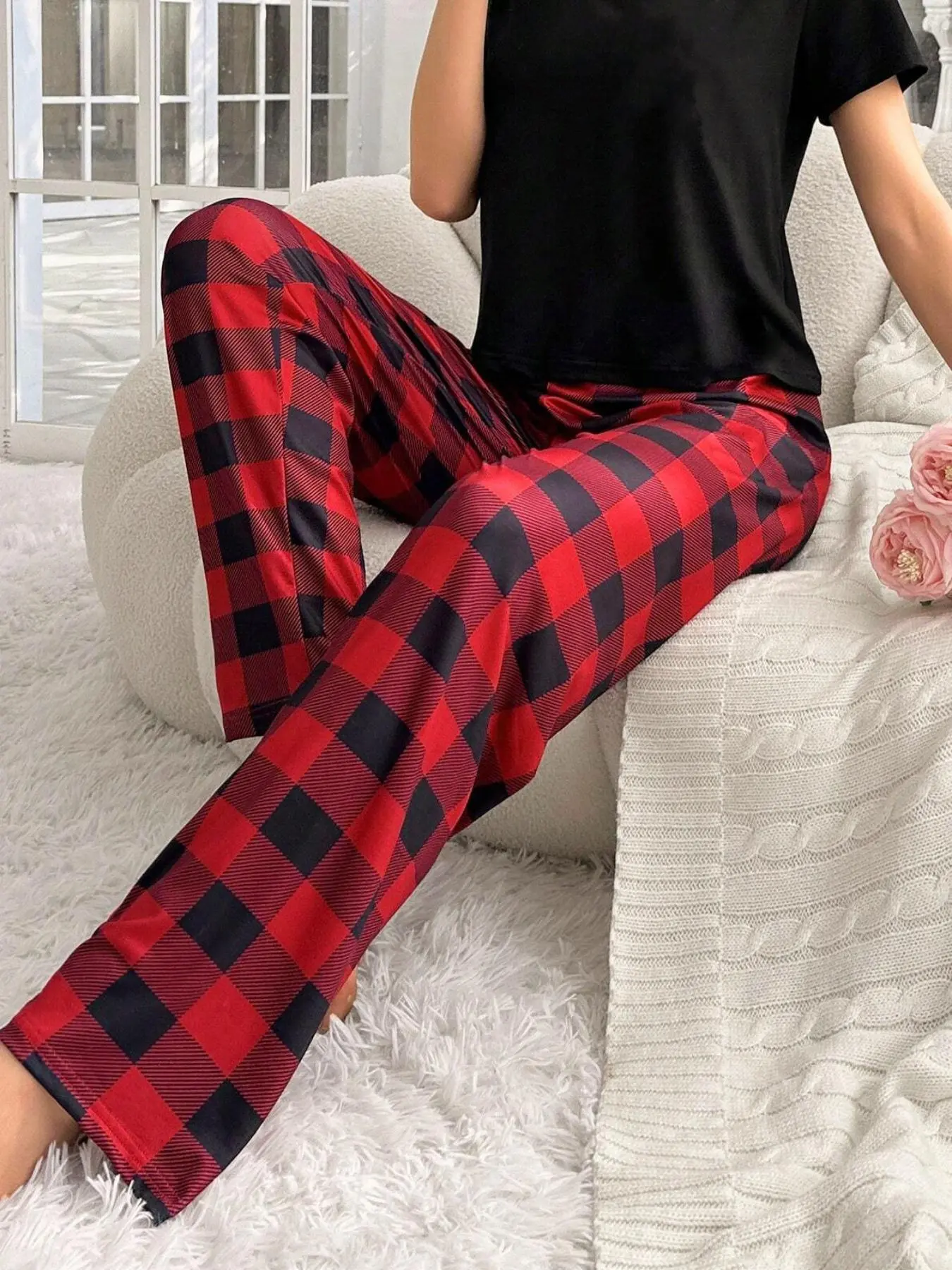 Plaid Pants, Plaid Pants, Casual Wide Leg Pants, Fitted, Comfortable and Stylish, Fashion, Perfect for Daily Wear, Check, Women, Casual Fashion Trousers