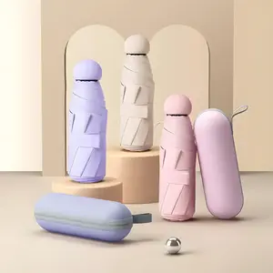 Mini Portable Pocket Umbrella - Lightweight Folding Design with UV Protection - Unisex Travel & Outdoor Activities Sunshade - Black Color