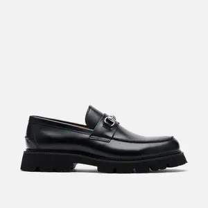 Blake Black Leather Lug Bit Loafers