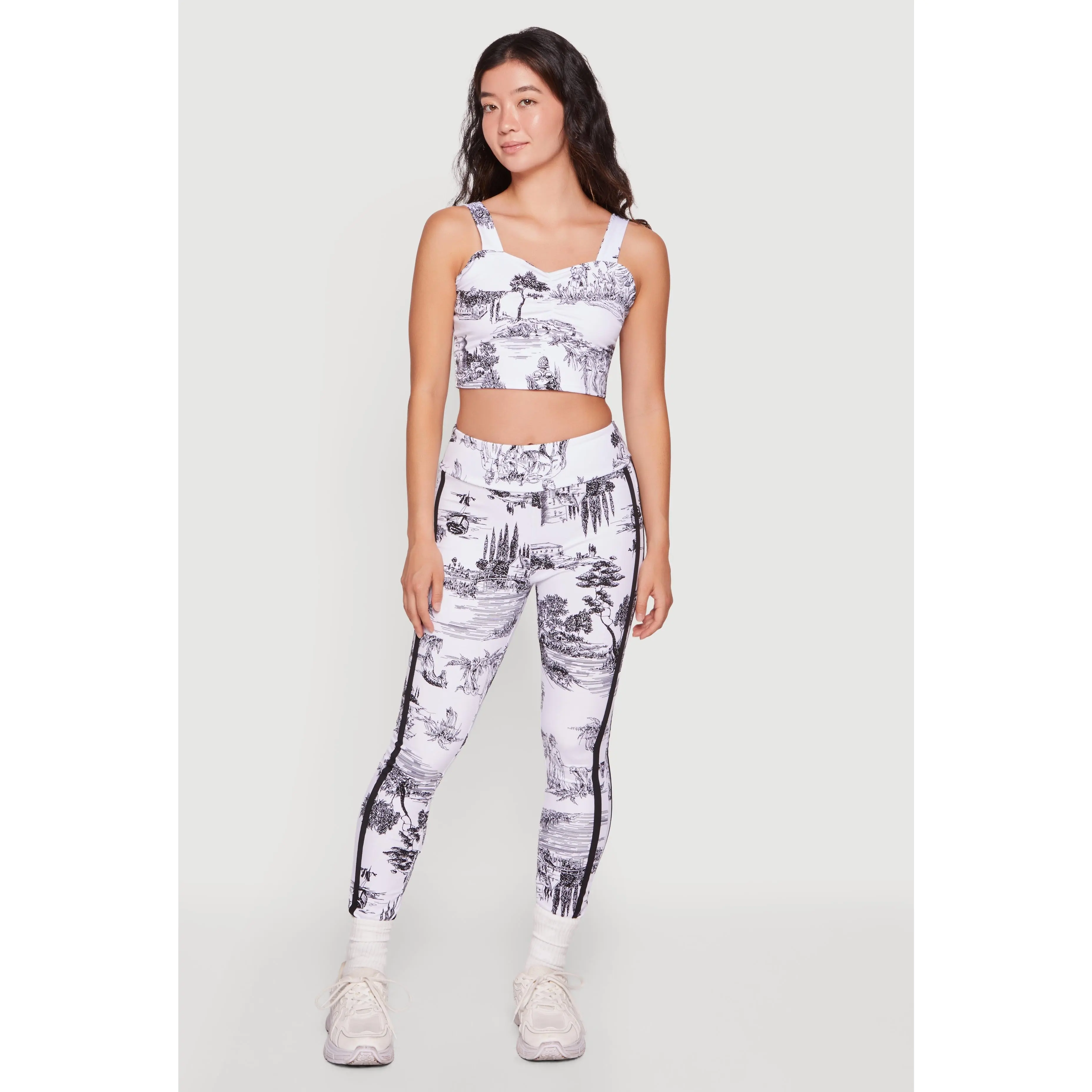 Varsity Stripe Detail Printed Leggings